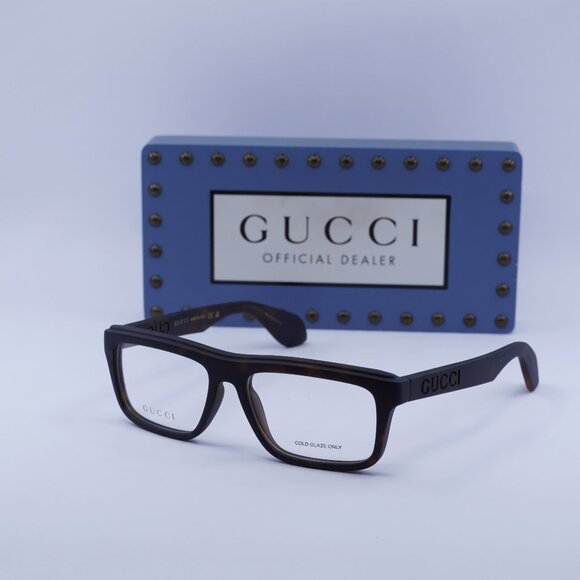 Gucci GG1572O 002 Rectangle Eyeglasses 54mm – Matte Havana - Picture 1 of 12